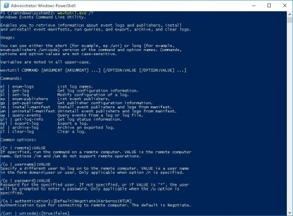 Ablaktisztítás segítségével PowerShell wevtutil eseménynaplói, ablakok a rendszer (folyóiratok) Tisztítása az ablakok eseménynapló segítségével PowerShell wevtutil, ablakok a rendszer
