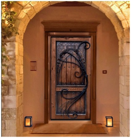 Tervezés ajtóban tervezés, belsőépítészet ötletek, dekoráció függönyök és a kő, használati