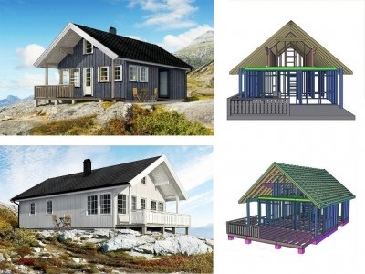 Projektek norvég faházak ágyútalp, rönk és fűrészáru