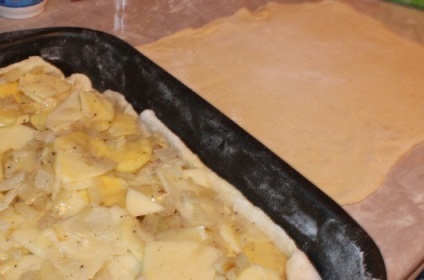 Recept pite hagymás burgonyával Puff tésztát egy lépésről lépésre képekkel