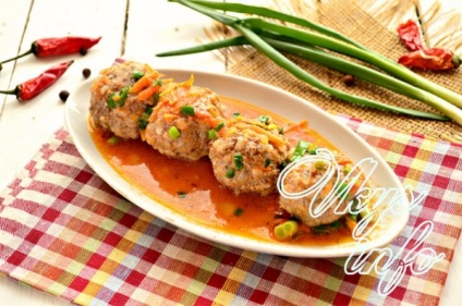 Húsgombóc szósszal egy serpenyőben recept fotó (recept) Húsgombóc szósszal egy serpenyőben recept egy fotó
