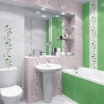 Zöld csempe a fürdőszoba kialakítása a szoba zöld árnyalataival