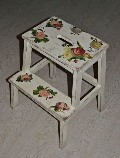 Decoupage széklet új élet elavult dolgok (37 fotó)