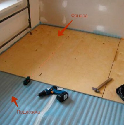 Rétegelt alatt a padlólap ragasztó technológia a parketta lapok a lemez, mint egy ágy, és egy fotót