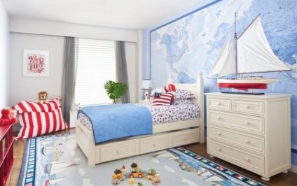 Falfestmény - világtérképet - a gyermekek a falon (38 fotó) Gyermek tapéta térkép a szobában