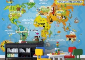Falfestmény egy térképet a világ, és azok használatát a belső