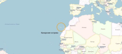 Kanári-szigetek a világ térképén orosz, 7 sziget