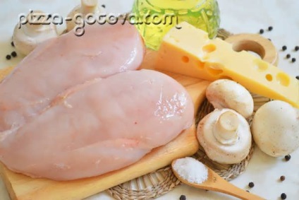 Csirkemell sütőben gombával és sajttal - a recept egy fotó