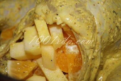 Grillezett csirkemell töltött alma és narancs recept képpel - receptek képekkel