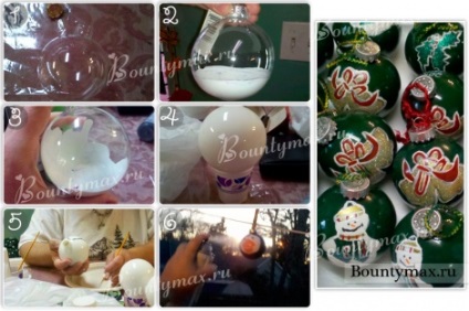 A mesterkurzus hogyan Karácsonyi labdák kezük festés, decoupage, dekoráció karácsonyi labdák