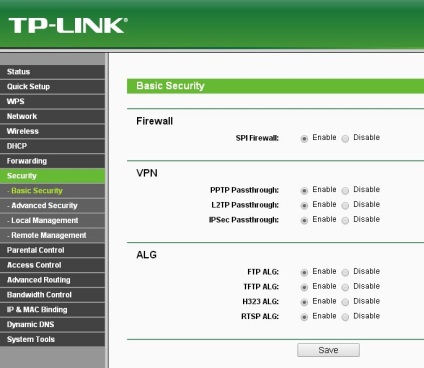 Alapvető biztonsági beállításokat a router tp-link, akkor magadnak