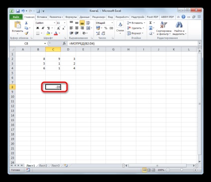 Az inverz mátrixot az Excel