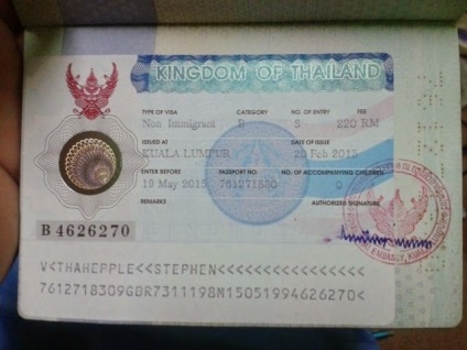 Egyszeri belépésre jogosító vízum Thaiföldre 3 hónapig