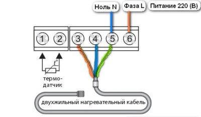 Jellemzők kapcsolat a termosztát padlófűtés és a villamos (csatlakozások) Jellemzők kapcsolat a termosztát padlófűtés és a villamos energia