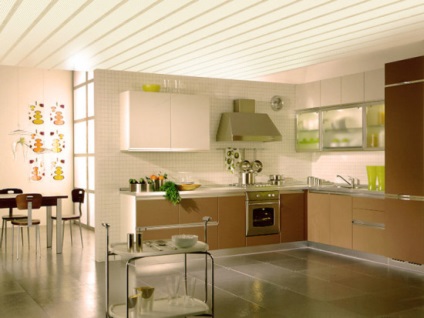 A mennyezet a konyhában PVC panelek és csempe hab fotó útmutató