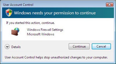 Munka User Account Control (UAC) a Windows Vista - szoftverek