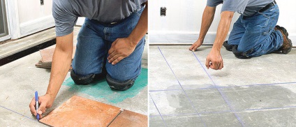 Jelölés a padló lerakása előtt csempék és pontosság ellenőrzés (videó)
