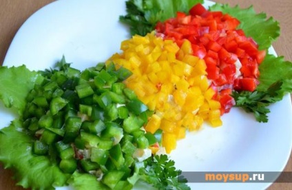Csirke saláta „közlekedési lámpa” - a klasszikus recept dekoráció