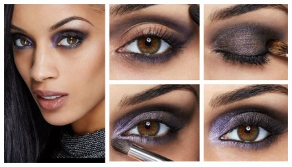 Smokey Eyes barna szeme video oktatóanyagokat, hogyan válasszuk ki az árnyékból, és alkalmazza őket, fotók