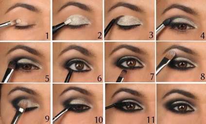 Smokey Eyes barna szeme video oktatóanyagokat, hogyan válasszuk ki az árnyékból, és alkalmazza őket, fotók