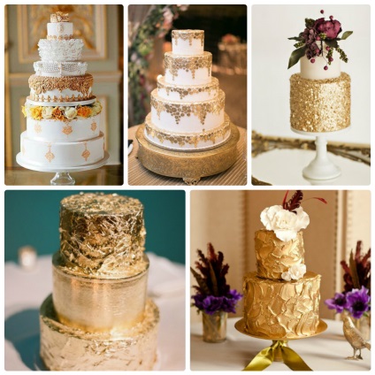 Esküvői dekoráció az arany szín és fotó