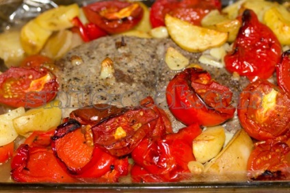 Borjú sült zöldségeket a hüvely - a recept a borjúhús sült zöldségekkel