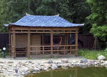 Pavilon a japán stílusú jellemzőit és anyagválasztás