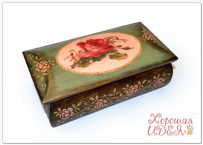 Decoupage doboz Rose Catherine egy jó ötlet (decoupage stencil mester osztály) Decoupage doboz Rose Catherine jó ötlet