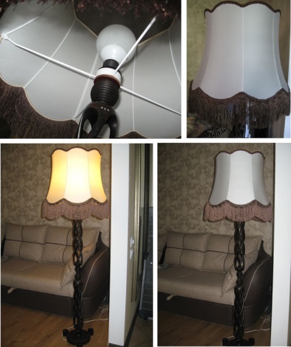 Hogyan készítsünk egy lámpabúra egy régi lámpa, amely anyagi variációk