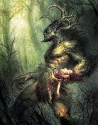 Misztikus Wendigo Monster kannibál zhruschey ember amerikai erdők