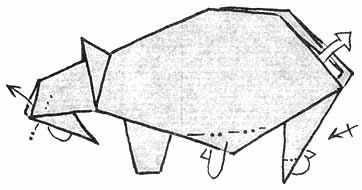 Rhino, Origami (bázikus forma a baromfi) Orrszarvú, origami