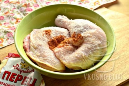 Fűszeres csirkecomb a hüvely - a recept egy fotó