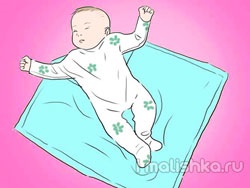 Pólya a baba (pelenkázó) pólyázva a baba
