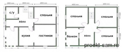 Hajlam a két szintes családi ház - tervek és programok házak 10x10, 8x10, 10x12