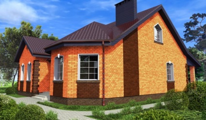Projektek földszintes házak készült vörös téglából fotó