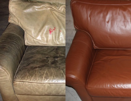 Helyreállítása bőr kanapé és szék kezével otthon