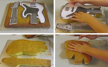 Cake formájában a „gitár” készült öntött vagy tejszín