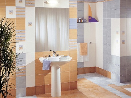 Padló- csempe a fürdőszobában opciók a stílus (fotó)