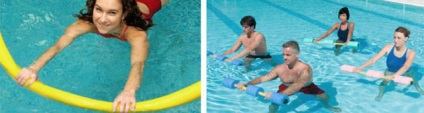 Gyakorolják a medencében, vízi aerobic és a fogyás technikák aqua