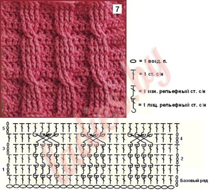 Patterns of kócok szalagokat és horog (dombornyomott előző sor) Minták zsinórra és fonat horog