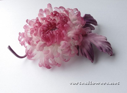 Krizantém a „Izumi” szövet, vortex virágok