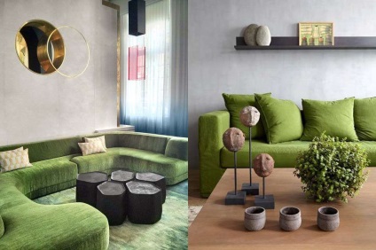 Zöld kanapé a belső 45 fotó ötletek, kombinációk és példák