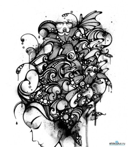 Fekete-fehér rajzok a művész nanami cowdroy