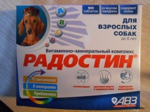 Radostin (vitaminok) kutyáknak és macskáknak, vélemények a kábítószer-használat az állatok az állatorvosok és a
