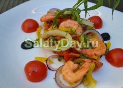Saláta garnélarák és tintahal - egy gyengéd és kifinomult ízlés recept fotókkal és videó