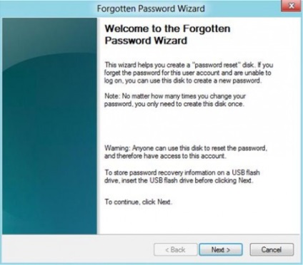 Létrehozása és egy jelszó-visszaállító lemezt a Windows 8
