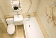 Fürdőszoba a Hruscsov tervezés és a fotó javítási WC, fürdőszoba mosdóval és zuhanyzóval
