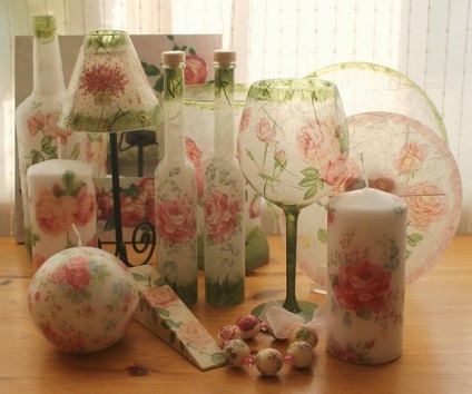 55 ötletek decoupage Üvegen és lépésről lépésre (a decoupage technikával lehet) 55. Ötletek decoupage üvegre és lépésről lépésre