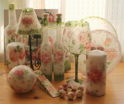 55. Ötletek decoupage üvegre és lépésről lépésre