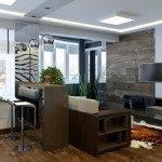 Design projekt stúdió lakás belső stílusában high-tech